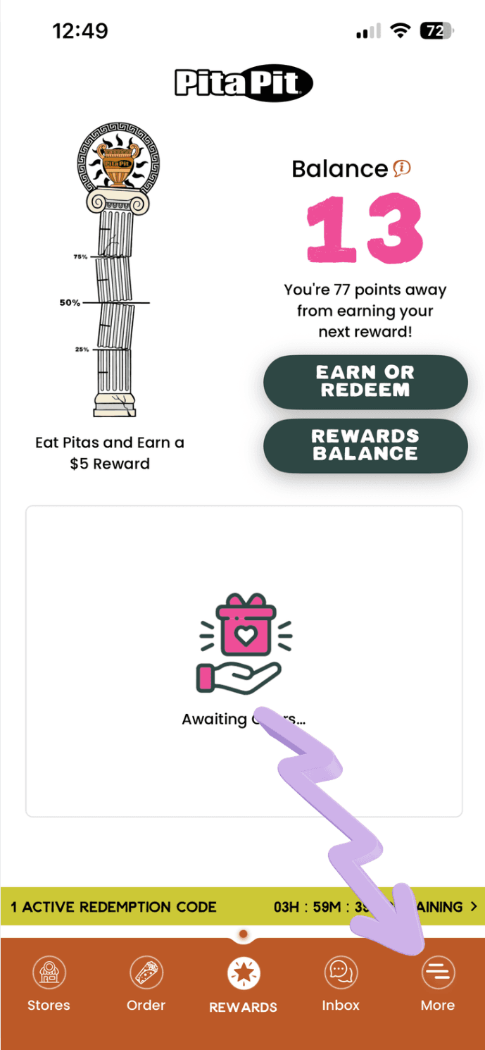 Tap More in bottom nav